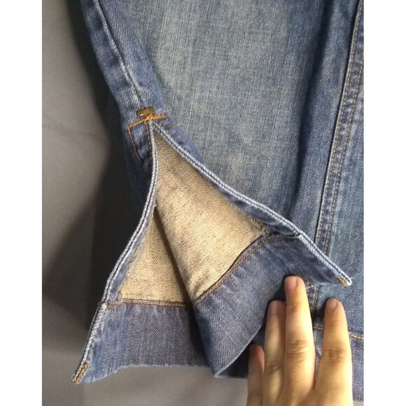 Billabong Y2K Denim Mini Skirt Juniors Size 3 Slit Hem Medium Wash - Picture 4 of 8